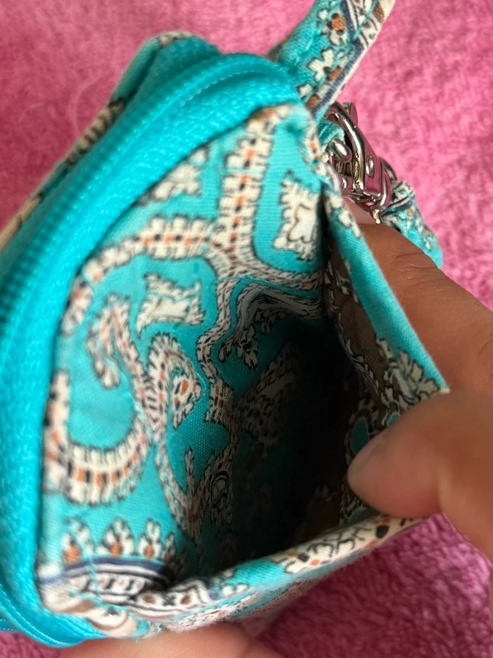 Vera Bradley Turquoise Paisley Quilted Wristlet